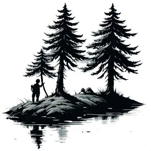 Two Kids On An Island Planting Pine Trees