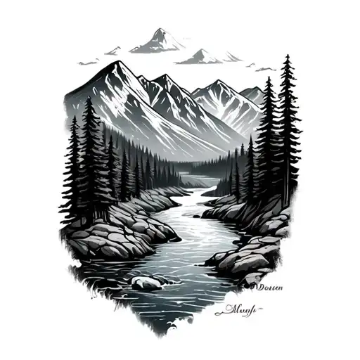 Mountain Valley And A River