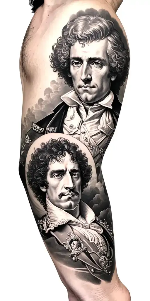 Left Arm Sleeve With Alfred The Great And Horatio Nelson And The Duke Of Wellington