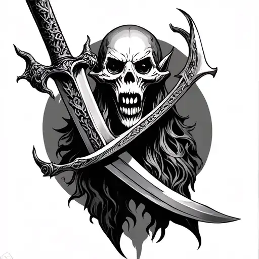 The Lich With A Sword Through His Mouth Open