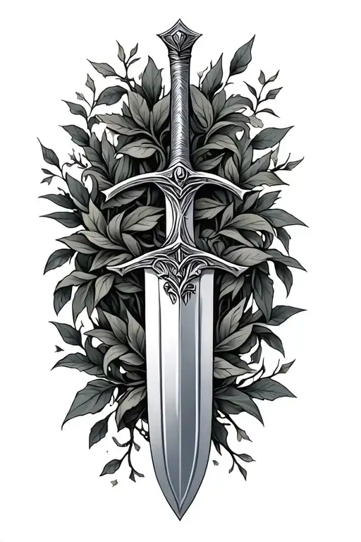 Anduril Sword With Leaves And Vines Wrapped