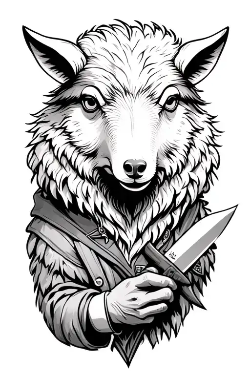 Sheep In Wolf Clothing With Knife In Hand