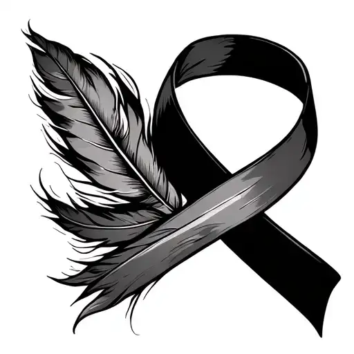 Cancer Ribbon Feather