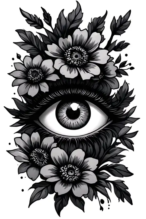 Evil Eye Symbol With Flowers