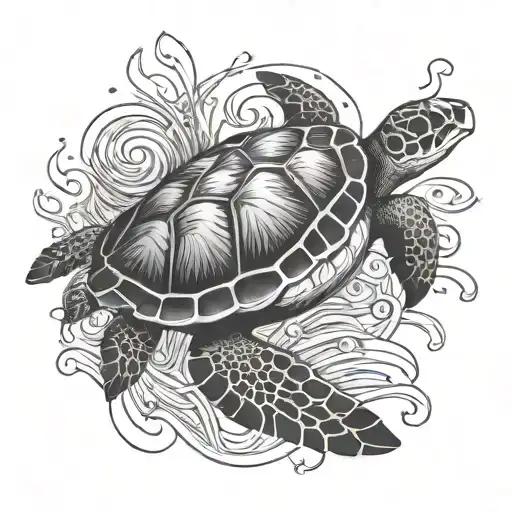 Sea Turtle Swimming With Music