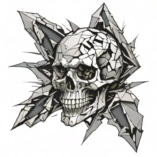 Shattered Skull With Floating Fragments