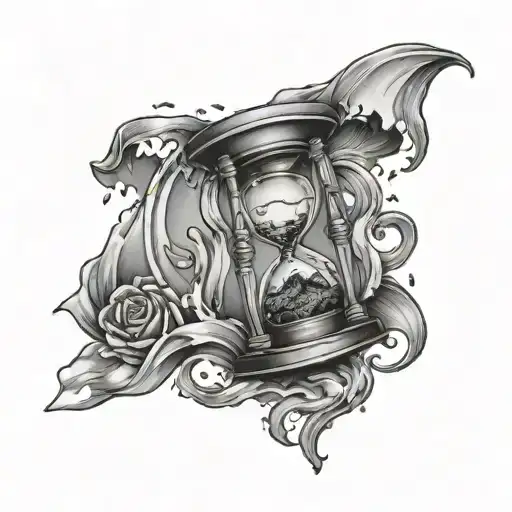 Broken Hourglass Leaking Blood With A Moon In The Background