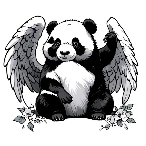 Panda With Angel Wings Spread