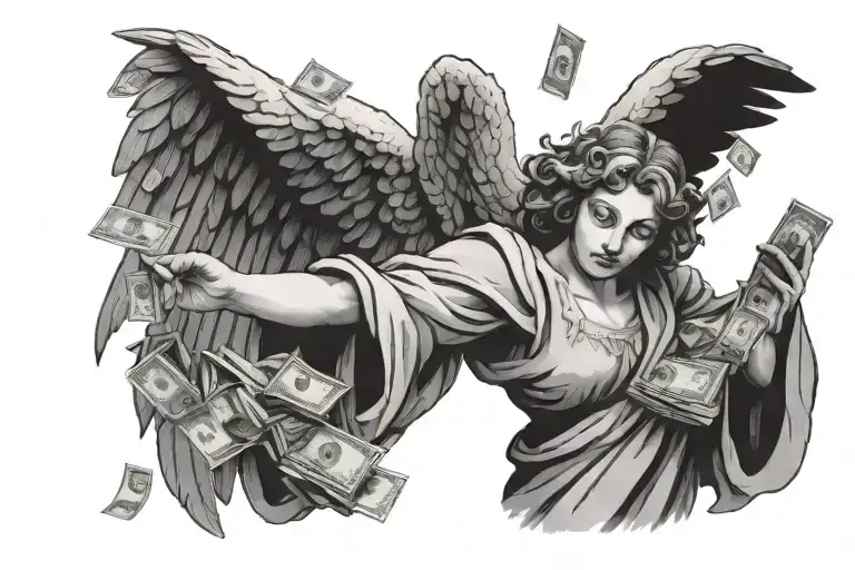 Angel With Money Falling