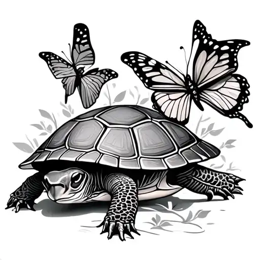 Turtle And Butterfly
