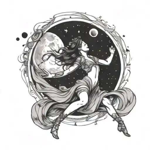 Woman Dancing In The Moon