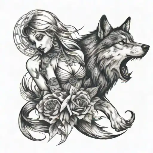 Half Wolf Half Girl Sleeve