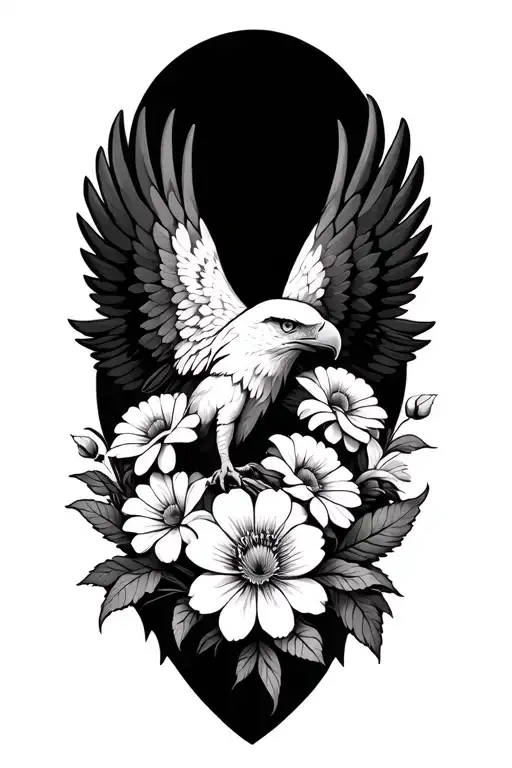 Birth Flowers For Family With Eagle Wings