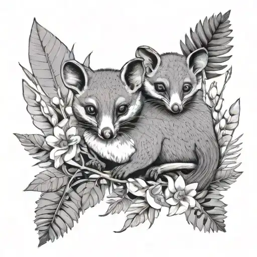 Two Ringtail Possums Surrounded By Australian Native Plants