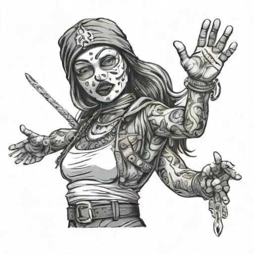 Ski Mask Girl Preaching To A Crowd Of Gang Bangers