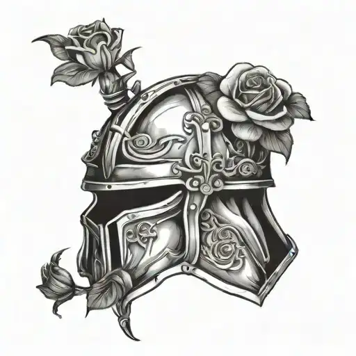 Knight Helmet With Roses Growing From The Visor