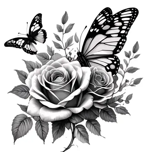 Later With Rose And Prim Roses And Butterfly