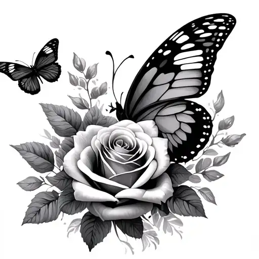 Later With Rose And Prim Roses Intertwined And Butterfly