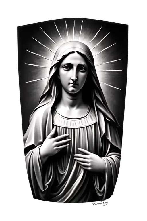 Mother Mary Realistic Portrait
