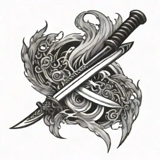 Black Katana In Flames