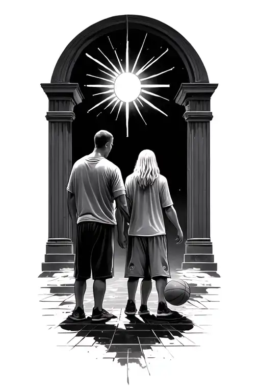 Heaven Gates With Father Son And Basketball