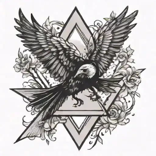 Triangle And Crow Flying