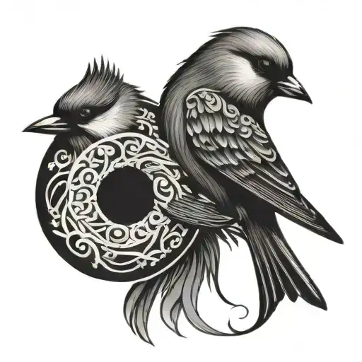 2 Sparrows Representing Ying And Yang Symbol Formed