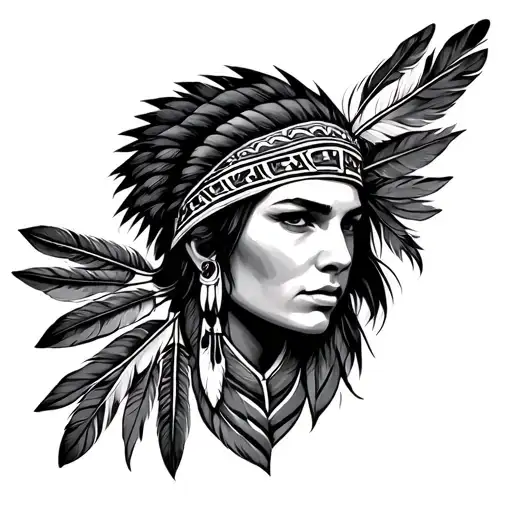 Marine Eblem With Cherokee Feathers
