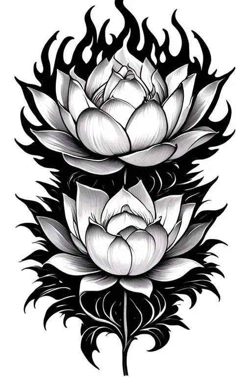 While Lotus With Fire Rose Unity Symbol