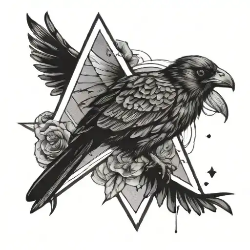 Triangle And Crow Flying