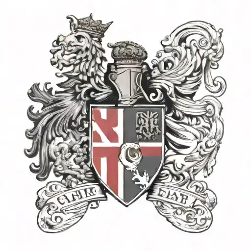 Coat Of Arms With E And P In Opposite Corners With Union Jack And Red Dwarf In The Others