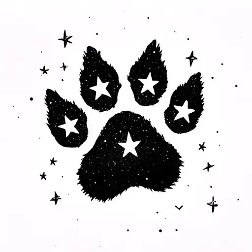 4 Cat Paw Print With 2 That Have Twinkle Stars