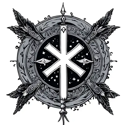 Pices Zodiac Sign And Cross