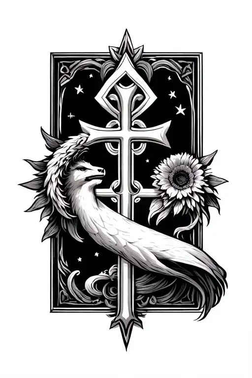 Pices Zodiac Sign And Cross