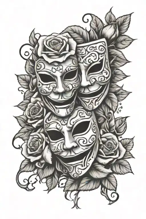 Roses And Comedy Tragedy Masks