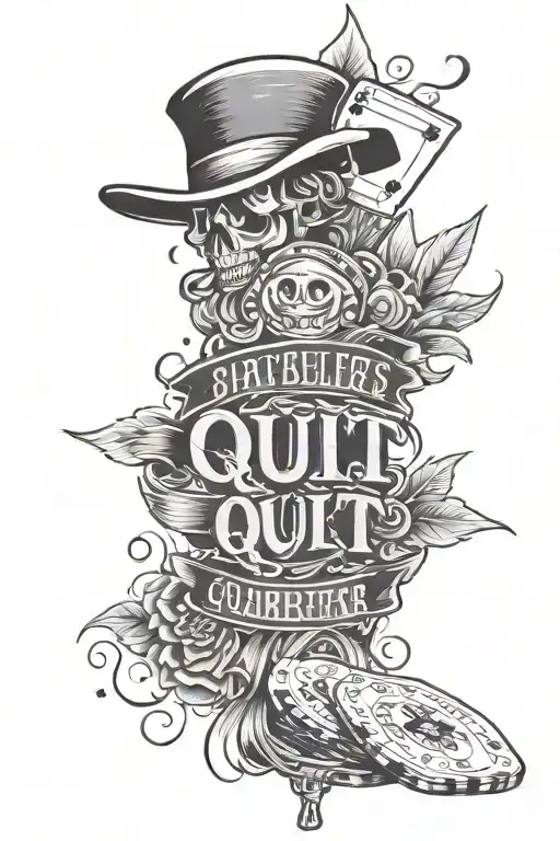 Make A Tatto With The Text 99 Procent Of Gamblers Quit Before The Jackpot