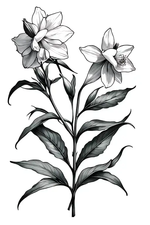 Larkspur And Narcissus Intertwined