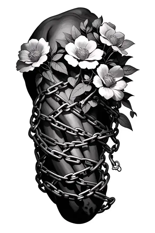 A Sleeve With Chains Wrapped With Flowers Growing Out Of The Chains