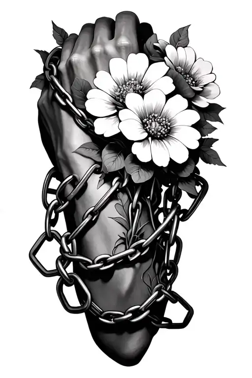 Chains Wrapped Around The Arm With Flowers Growing Out Of The Chains