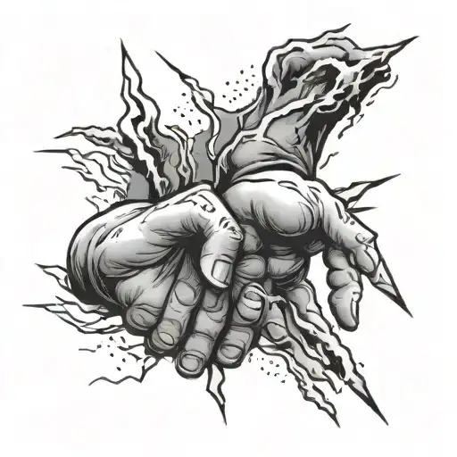 Creation Of Adam Hands Lightning Bolt