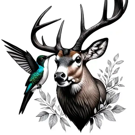Buck Head And A Hummingbird