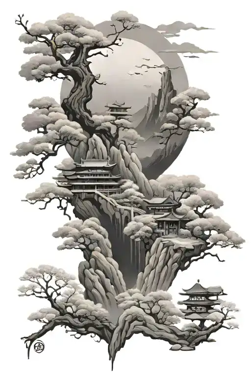 Japanse Landscape Tattoo Inspired