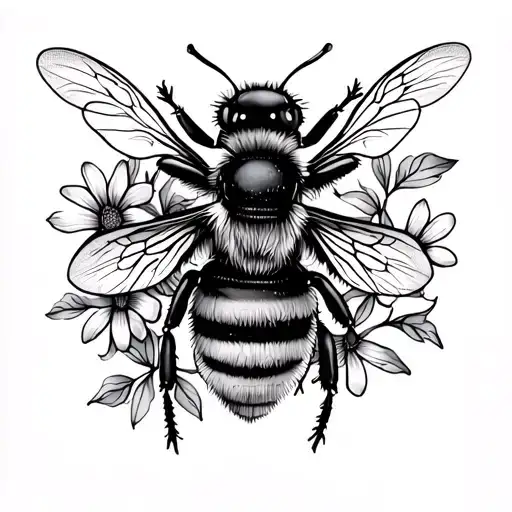 Small Bee And Flowers