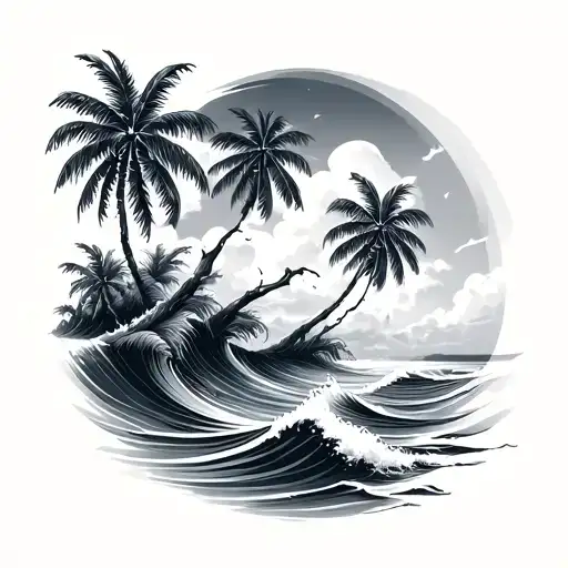 Palm Trees And Waves