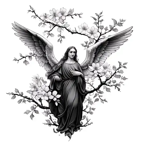 Cherry Blossoms And Angel Gabriel