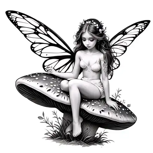 Fairy Sitting On Mushroom