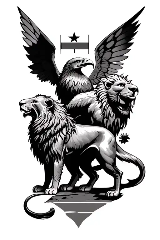 Lions And Eagel With Fairy Wings With A Congles Drc Flag