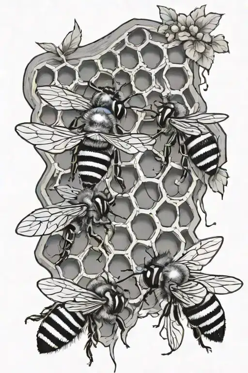 Bees And Beehive Honeycomb