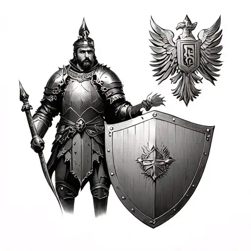 Tsar Lazar With Shield Serbian Armored