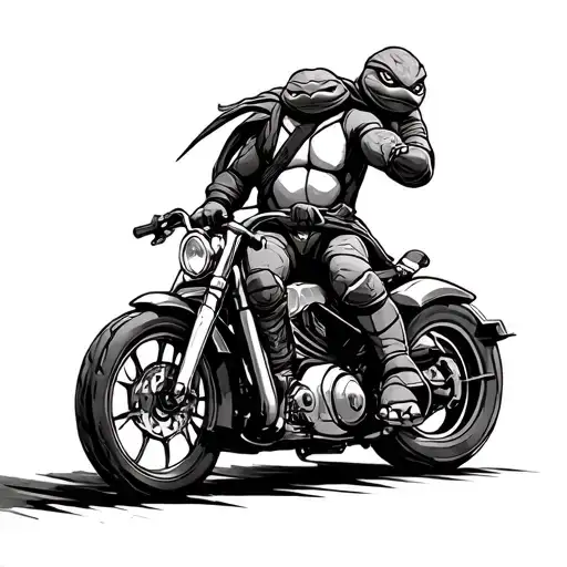 Ninja Turtle On A Motorcycle Riding